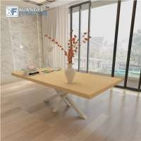 High-quality modern metal frame solid wood dining table