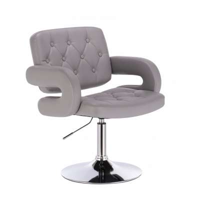 Leather Barber Stool Dressing Stool With Chrome Round Base