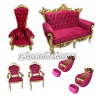 Queen Pedicure Spa Chair Beauty Salon Red Velvet Throne Foot Massage Chair